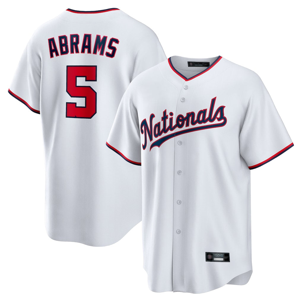 Kooe W.Nationals #5 CJ Abrams Player White Home Replica Stitched Jerseys