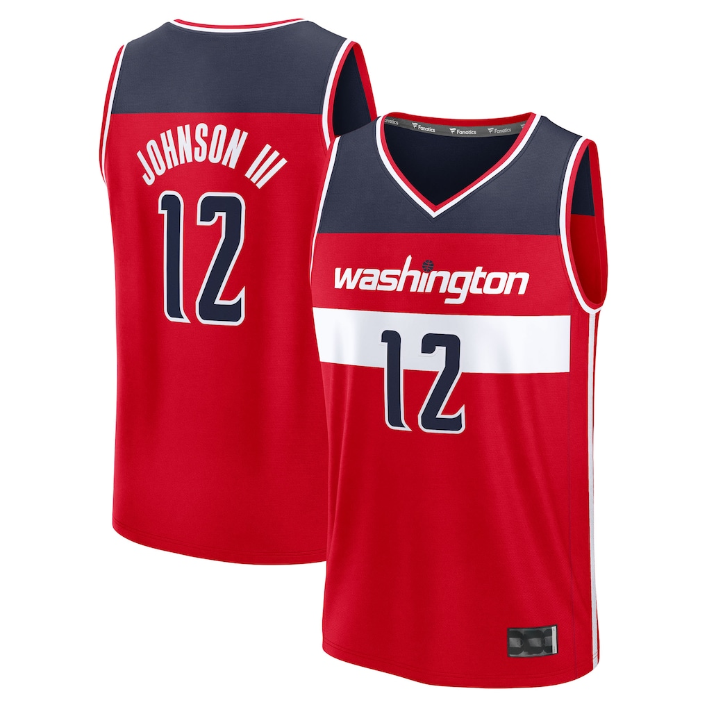 Kooe W.Wizards #12 Tre Johnson III Red 2025  Draft First Round Pick Fast Break Replica Jerseys - Icon Edition