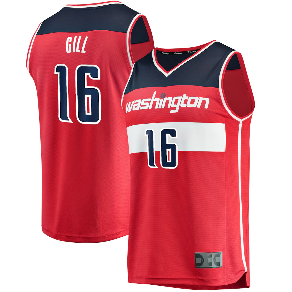 Kooe W.Wizards #16 Anthony Gill Red Fast Break Replica Jerseys - Icon Edition