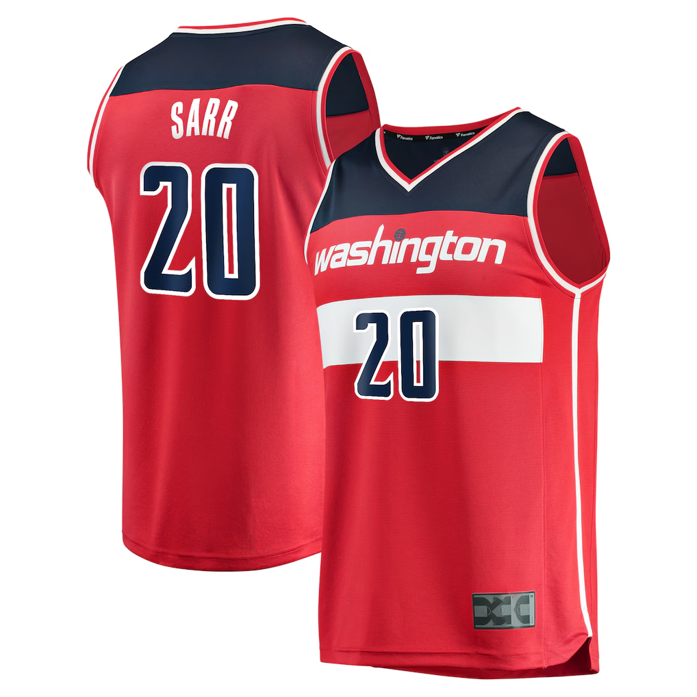 Kooe W.Wizards #20 Alexandre Sarr Red Fast Break Replica Player Jerseys - Icon Edition