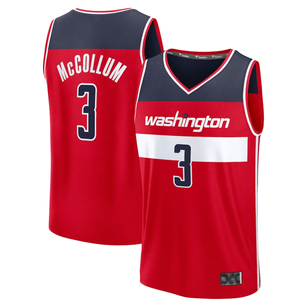 Kooe W.Wizards #3 CJ McCollum Red Fast Break Replica Player Jerseys - Icon Edition