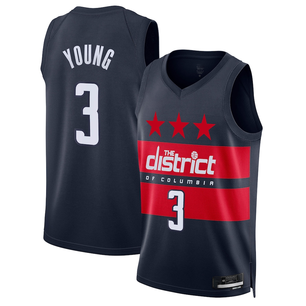 Kooe W.Wizards #3 Trae Young Navy Swingman Jerseys - Statement Edition