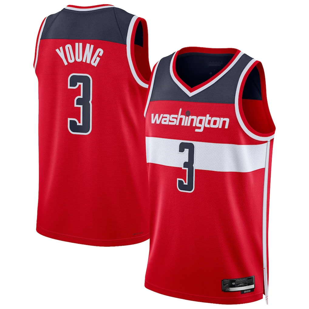 Kooe W.Wizards #3 Trae Young Red Swingman Jerseys - Icon Edition