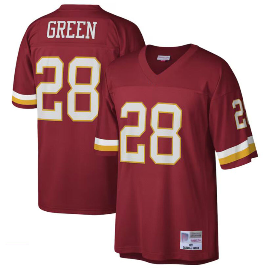 Kooe Washington Football Team #28 Darrell Green Mitchell & Ness Burgundy Legacy Replica Stitched Jersey