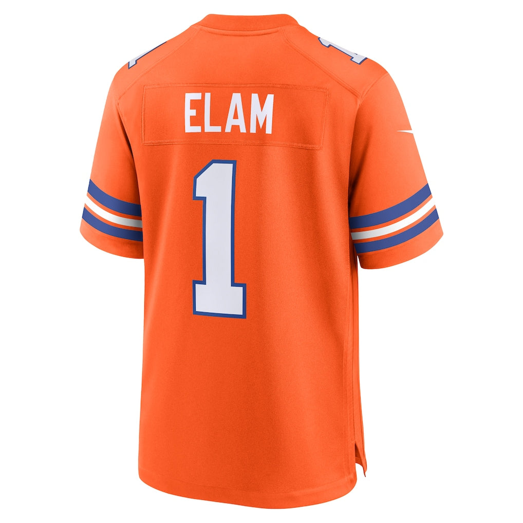 Kooe D.Broncos #1 Jason Elam Orange Retired Player Alternate Game Jersey