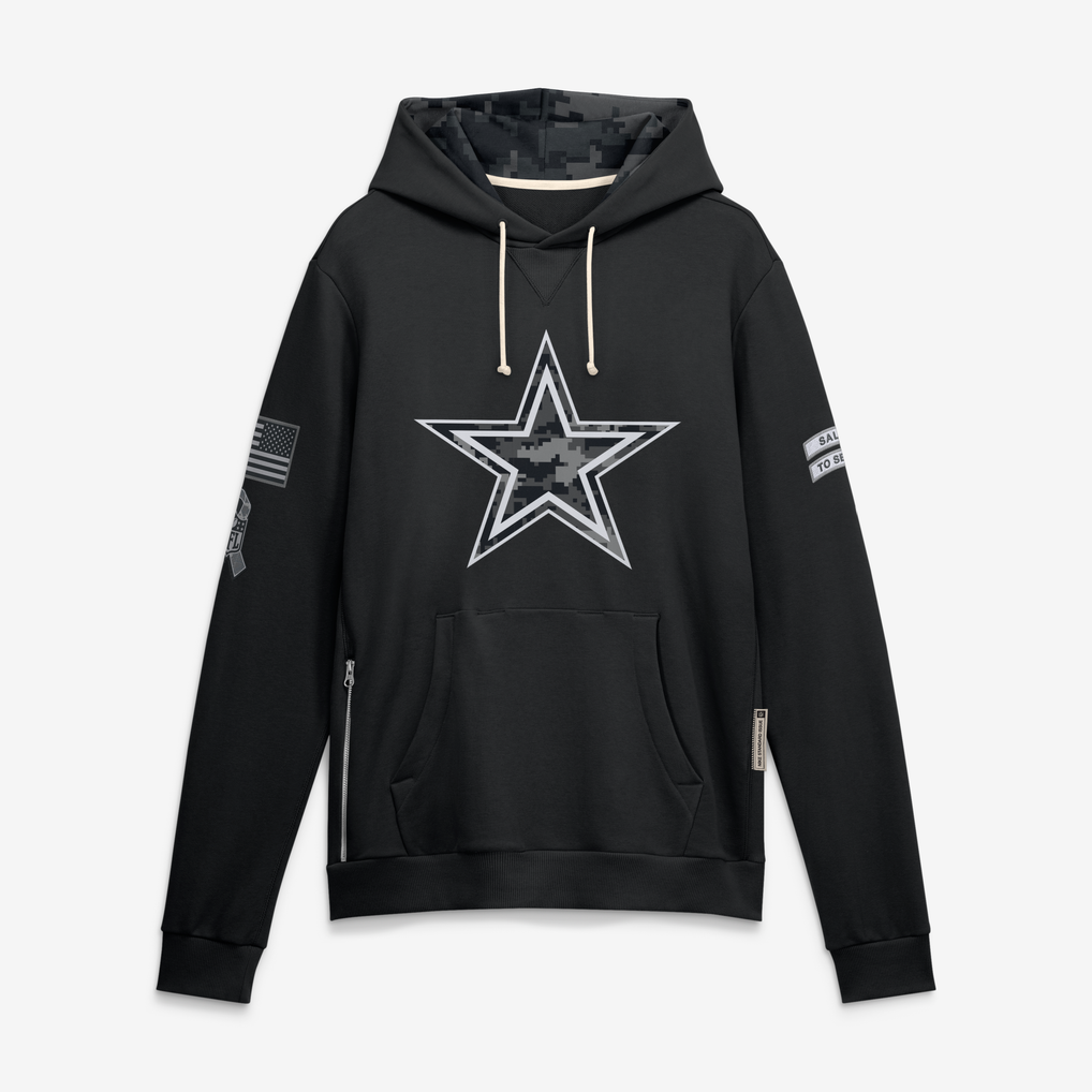 Kooe D.Cowboys Black 2026 Salute to Service Sideline Dri-FIT Pullover Hoodie Jerseys