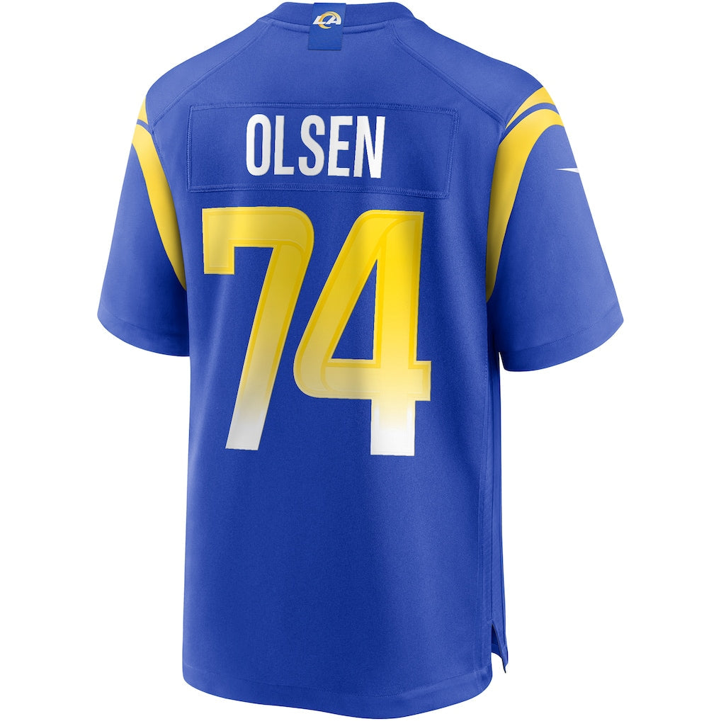 Kooe LA.Rams #74 Merlin Olsen Royal Game Retired Player Jersey