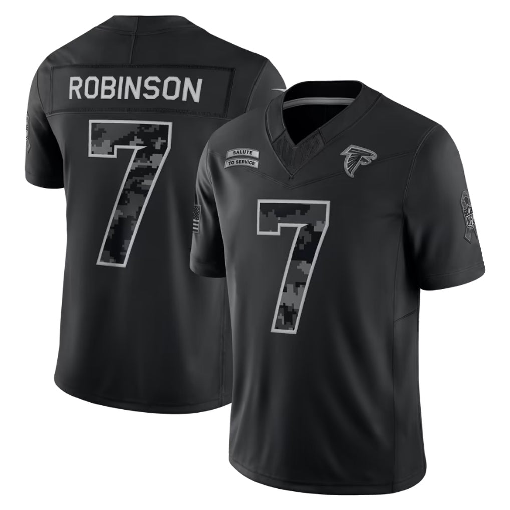 Kooe A.Falcons #7 Bijan Robinson Player Black Limited 2026 Salute to Service Home Game Stitched Jerseys