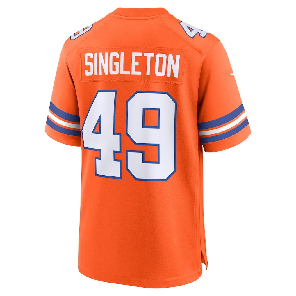 Kooe D.Broncos #49 Alex Singleton Orange Alternate Game Jersey