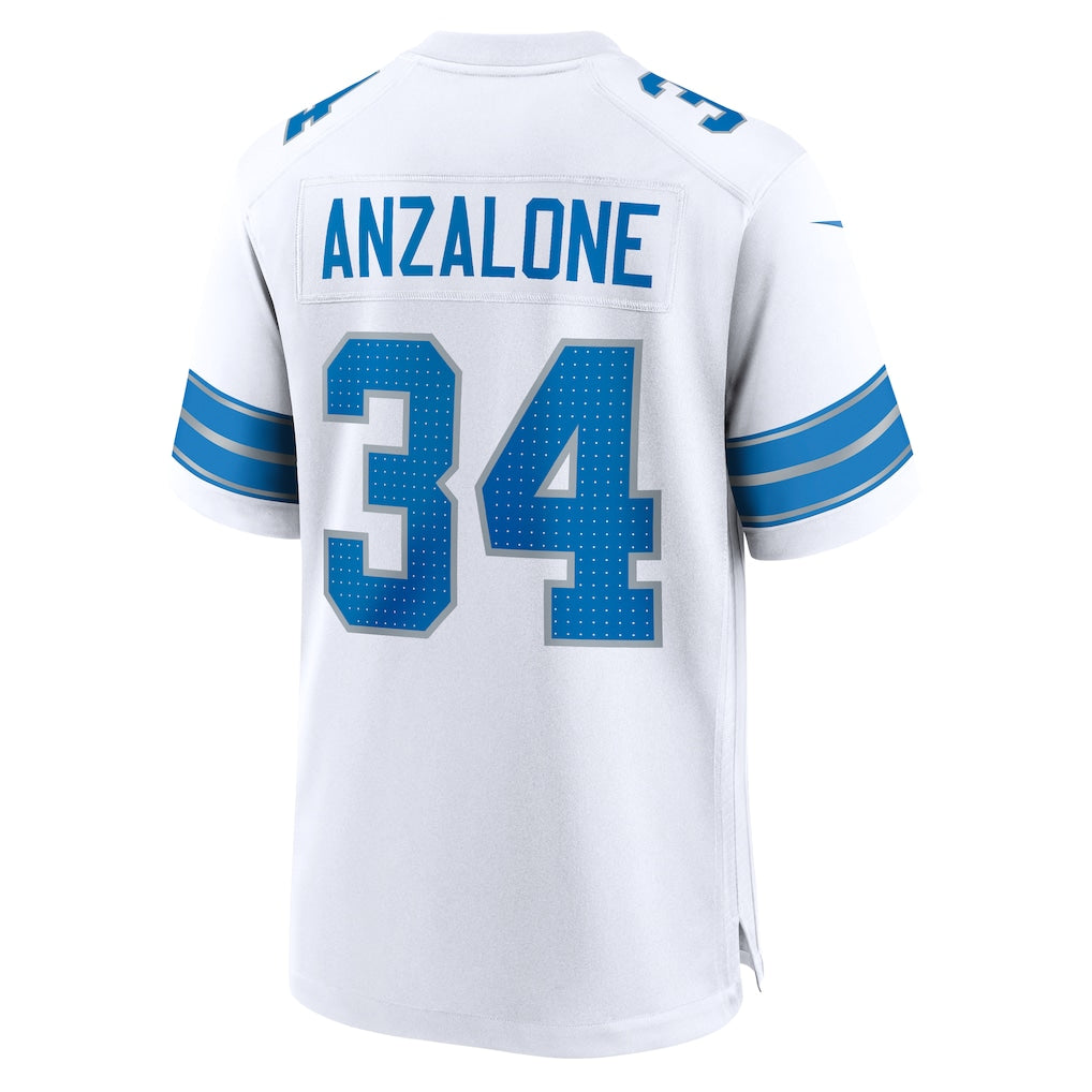 Kooe D.Lions #34 Alex Anzalone White Game Jersey