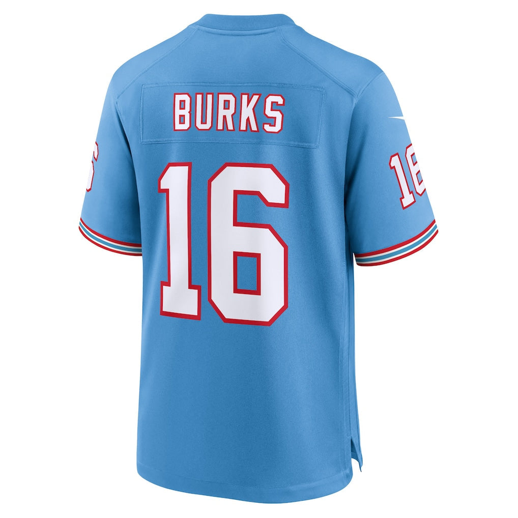 Kooe T.Titans #16 Treylon Burks Light Blue Oilers Throwback Alternate Game Player Jersey