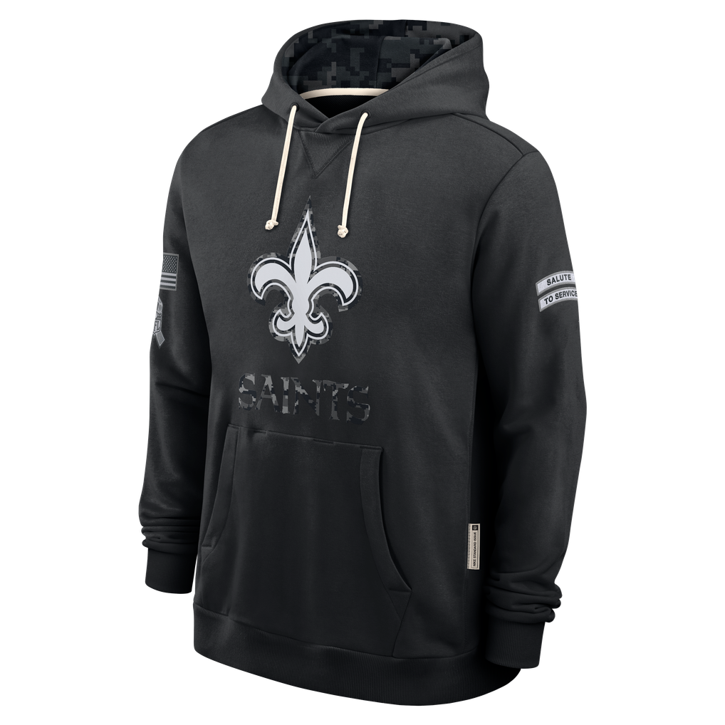 Kooe NO.Saints Black 2026 Salute to Service Sideline Dri-FIT Pullover Hoodie Jerseys