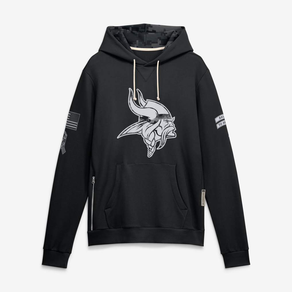 Kooe MN.Vikings Black 2026 Salute to Service Sideline Dri-FIT Pullover Hoodie Jerseys