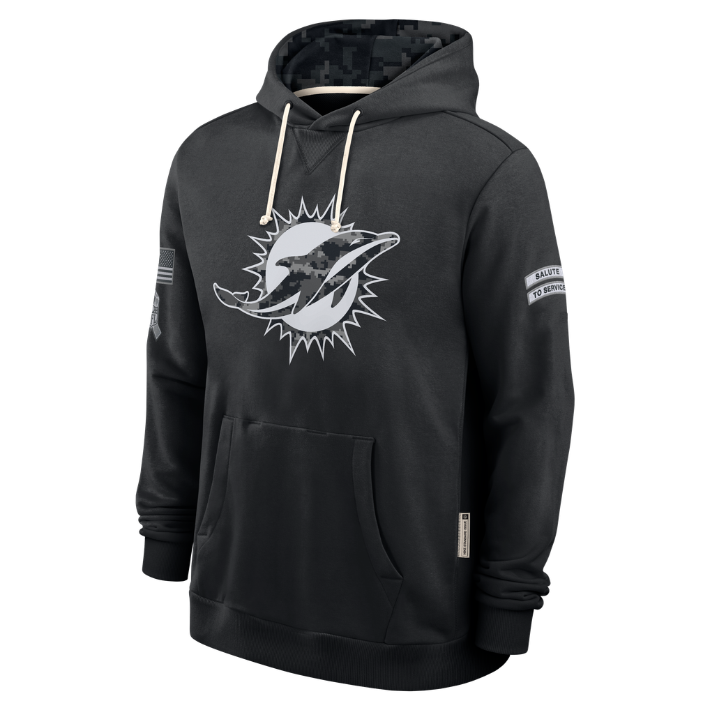 Kooe M.Dolphins Black 2026 Salute to Service Sideline Dri-FIT Pullover Hoodie Jerseys
