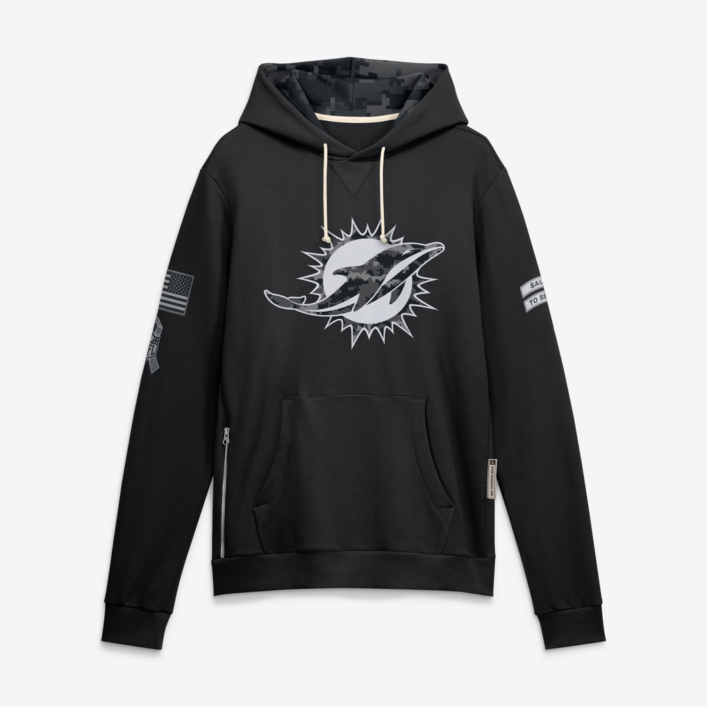 Kooe M.Dolphins Black 2026 Salute to Service Sideline Dri-FIT Pullover Hoodie Jerseys