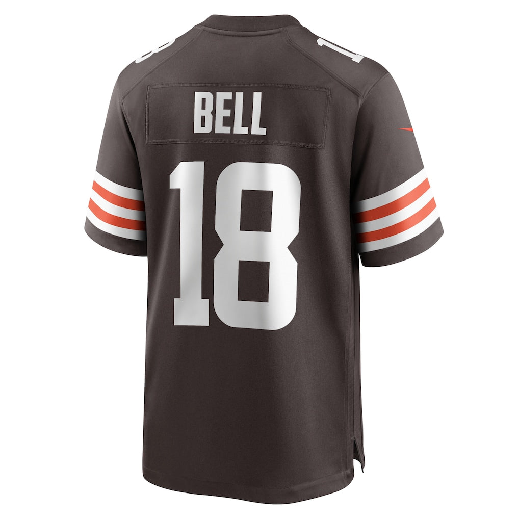 Kooe C.Browns #18 David Bell Brown Game Jersey