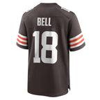 Kooe C.Browns #18 David Bell Brown Game Jersey