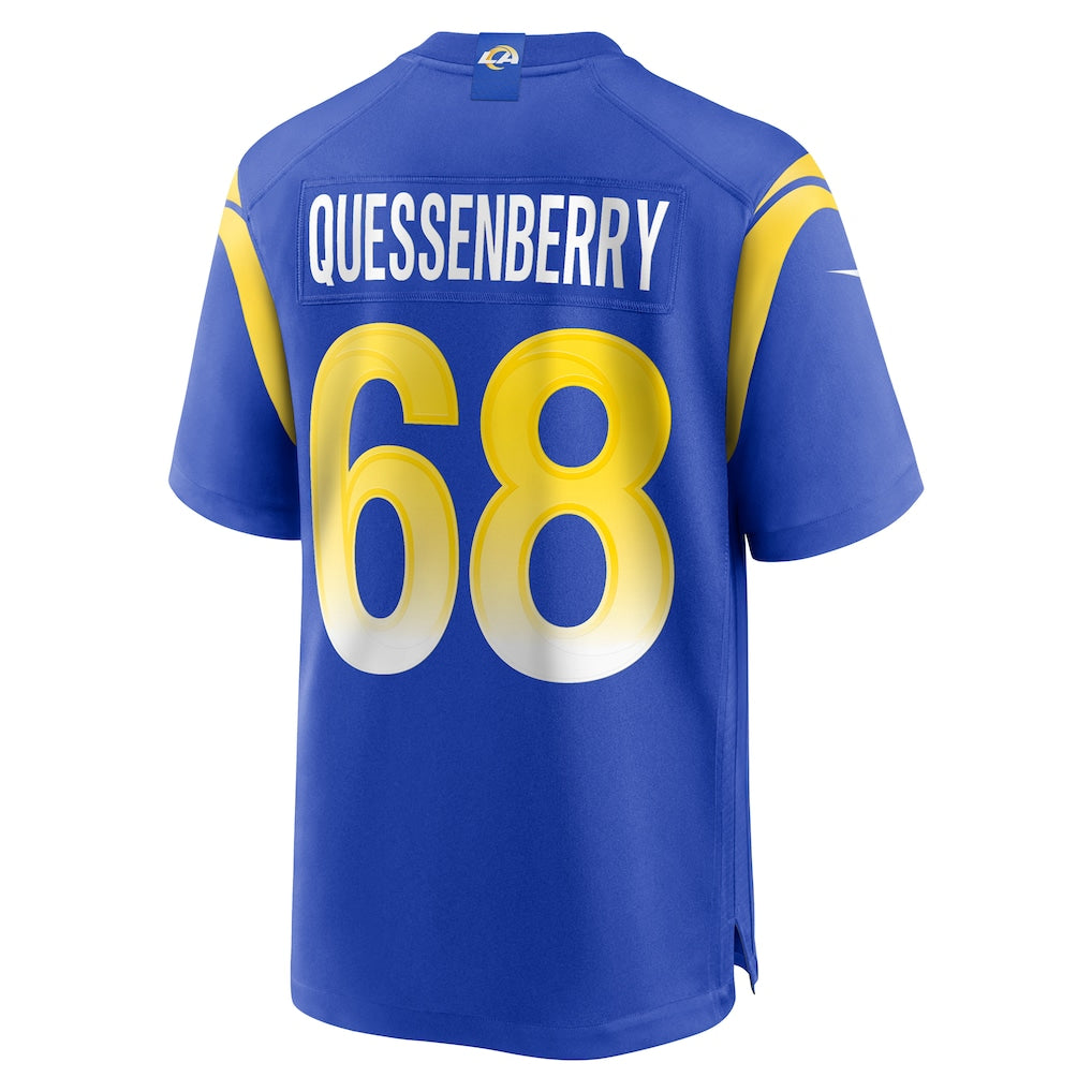 Kooe LA.Rams #68 David Quessenberry Royal Team Game Jersey