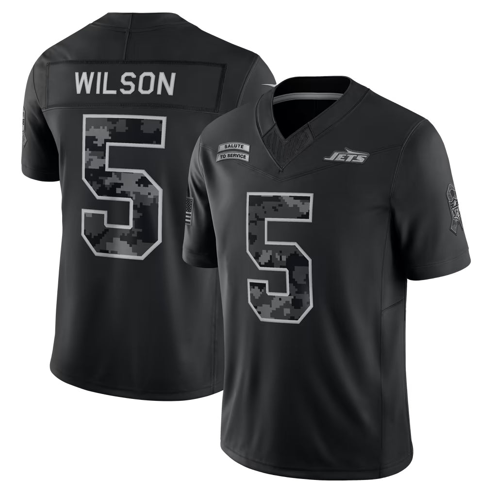 Kooe NY.Jets #5 Garrett Wilson Player Black Limited 2026 Salute to Service Home Game Stitched Jerseys