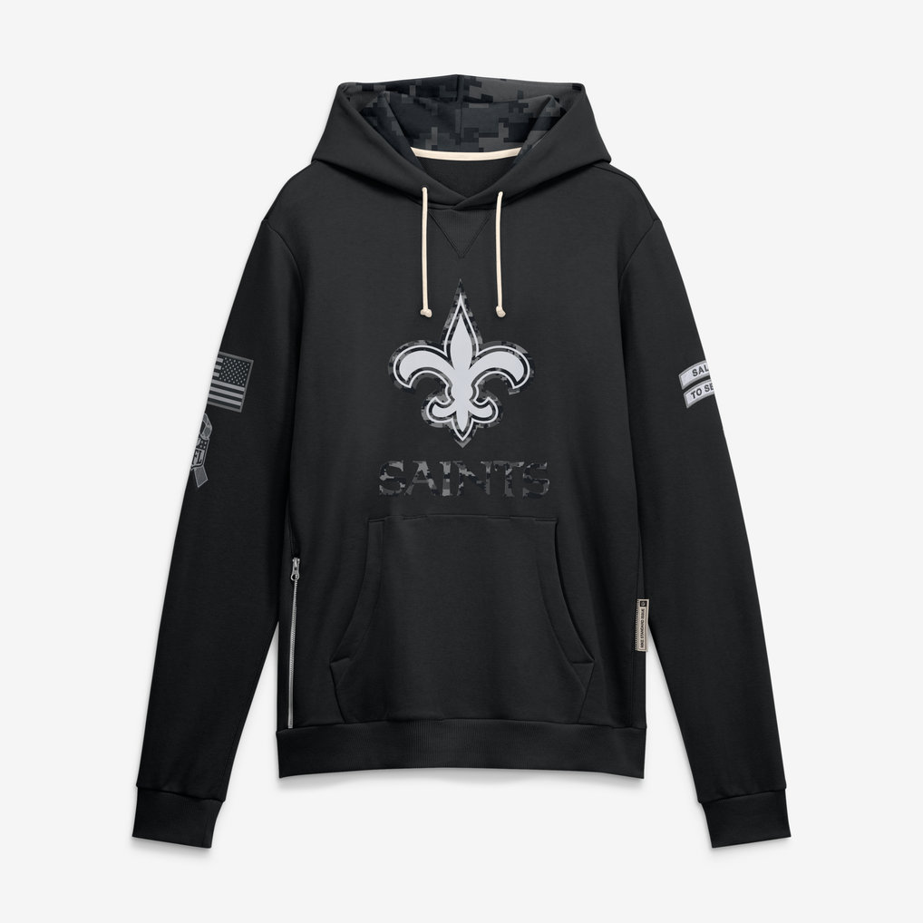 Kooe NO.Saints Black 2026 Salute to Service Sideline Dri-FIT Pullover Hoodie Jerseys