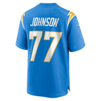 Kooe LA.Chargers #77 Zion Johnson Powder Blue Player Game Jersey