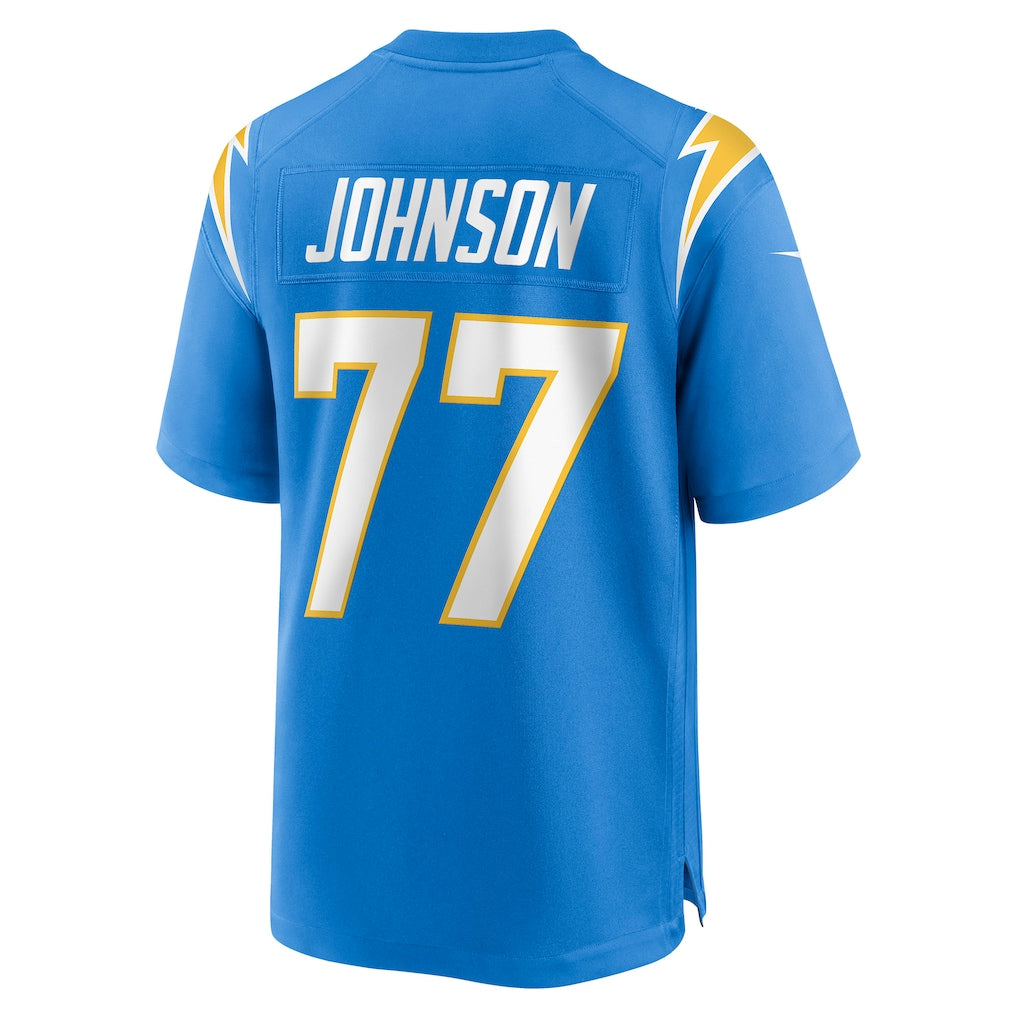 Kooe LA.Chargers #77 Zion Johnson Powder Blue Player Game Jersey