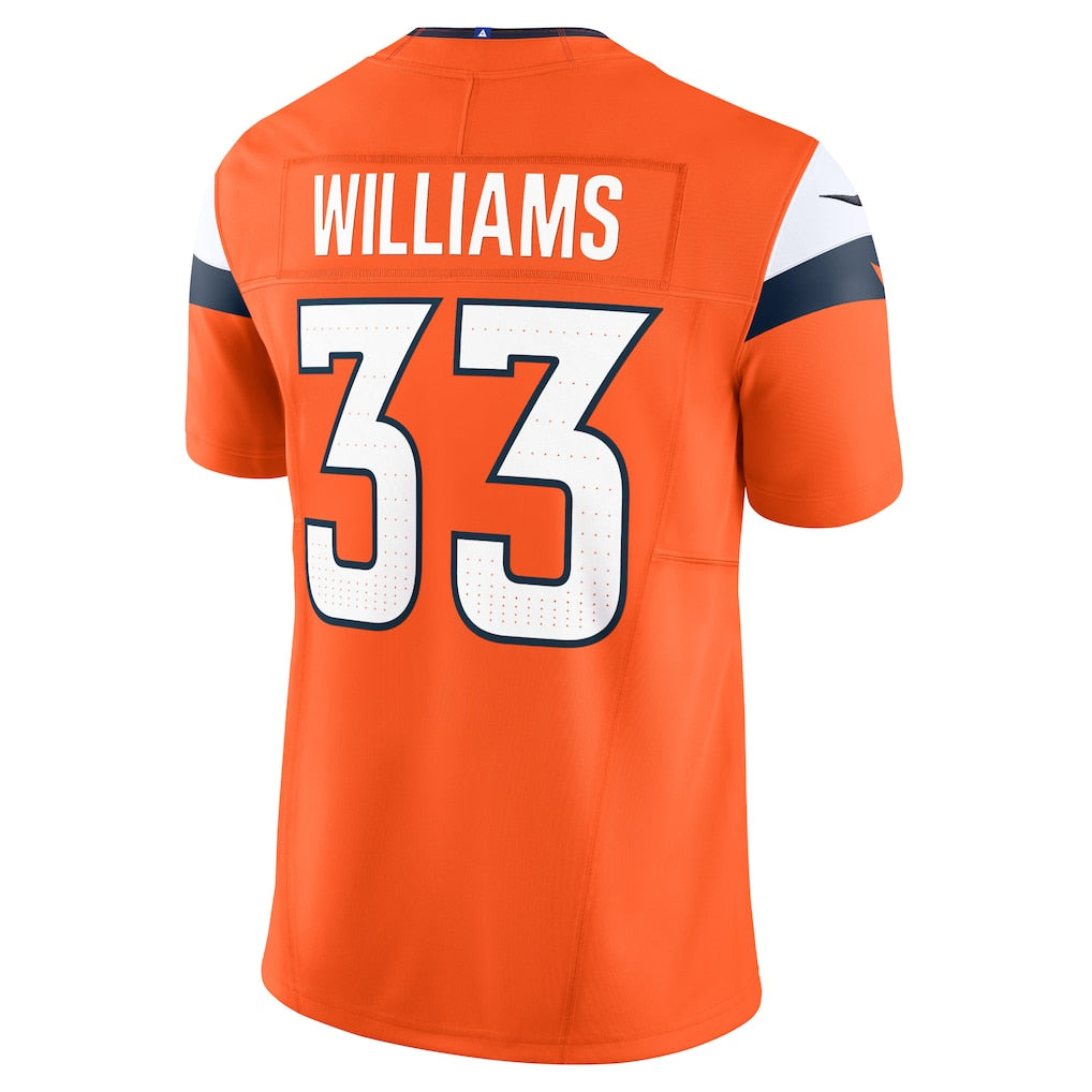 Kooe D.Broncos #33 Javonte Williams Orange Mile High Collection Vapor F.U.S.E. Limited Jersey