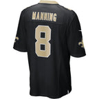 Kooe NO.Saints #8 Archie Manning Black Game Retired Player Jersey