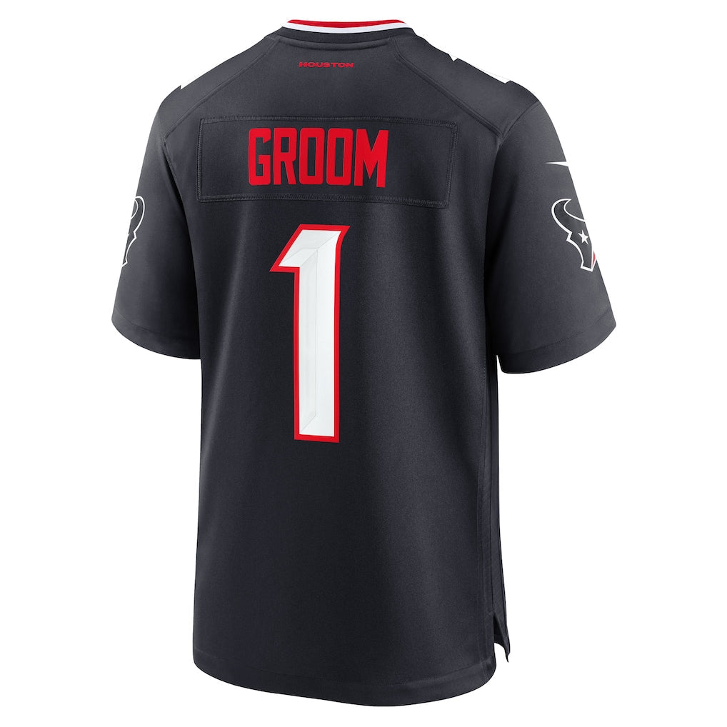 Kooe H.Texans #1 Groom Navy Game Jersey