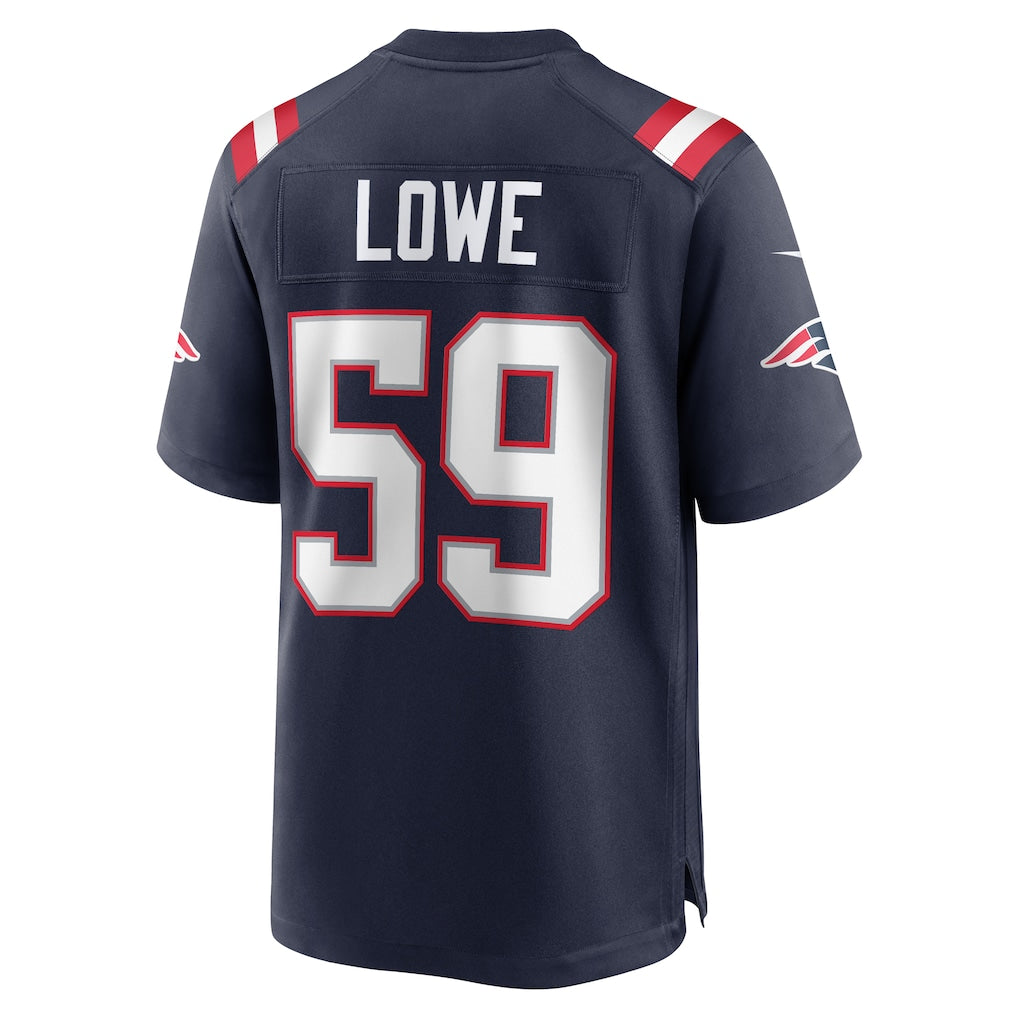 Kooe NE.Patriots #59 Vederian Lowe Navy Game Retired Player Jersey
